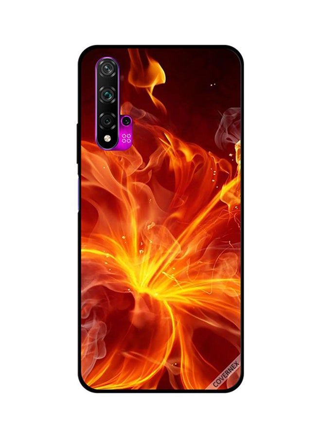 غطاء حماية واقٍ لهاتف هواوي نوفا 5T بطبعة لهب على شكل الزهرة الصينية