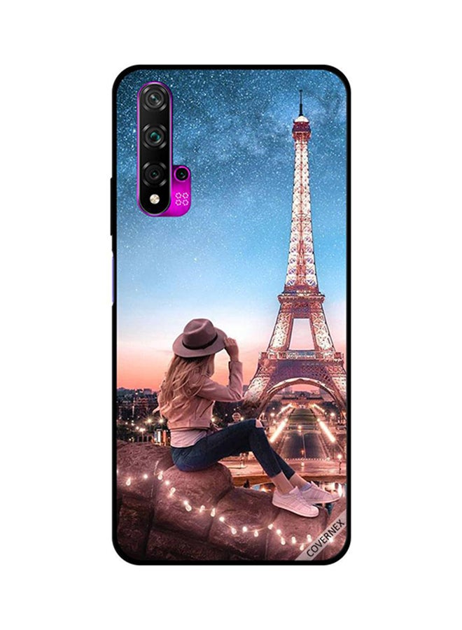Protective Case Cover For Huawei Nova 5T Brown Hat Girl & Eiffel Tower