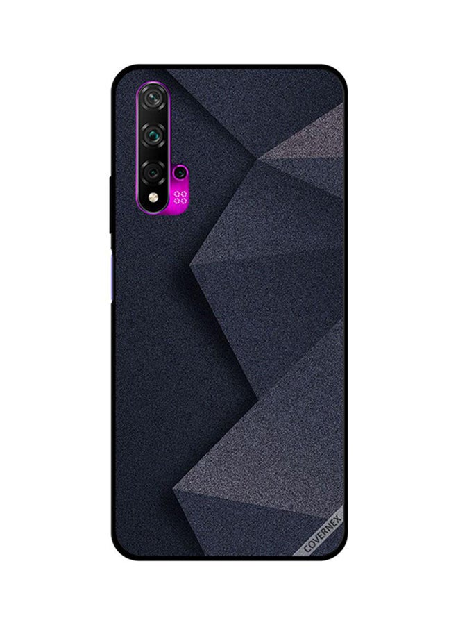 غطاء حماية واقٍ لهاتف هواوي نوفا 5T طبعة بنمط هرمي أسود لامع