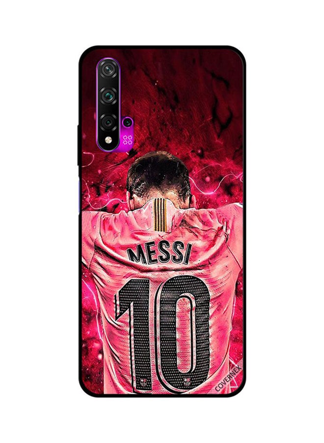 غطاء حماية واقٍ لهاتف هواوي نوفا 5T بطبعة صورة ميسي بخلفية وردية