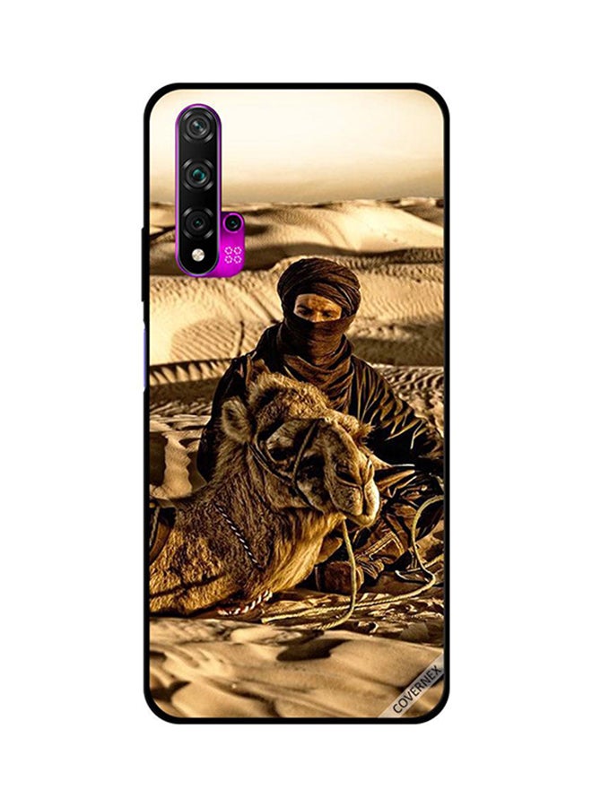 غطاء حماية واقٍ لهاتف هواوي نوفا 5T بطبعة رجل مع جمله في الصحراء