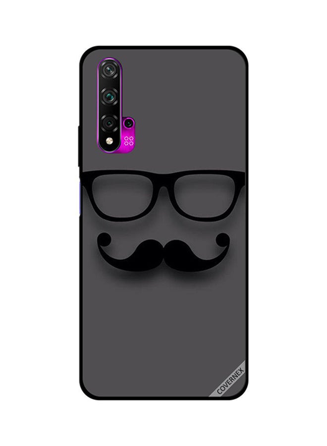 غطاء حماية واق لهاتف هواوي نوفا 5T نظارة وشارب باللون الأسود