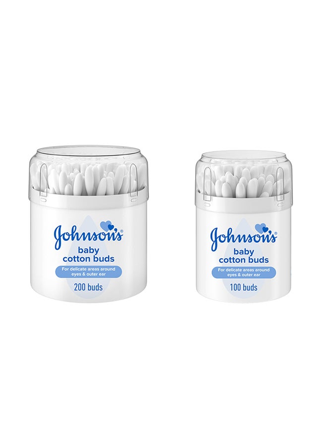 Johnson's Pack Of 2 Baby Cotton Buds Soft and Gentle for Delicate Skin (200 Buds, 100 Buds) - GI2409006002  - Image 1