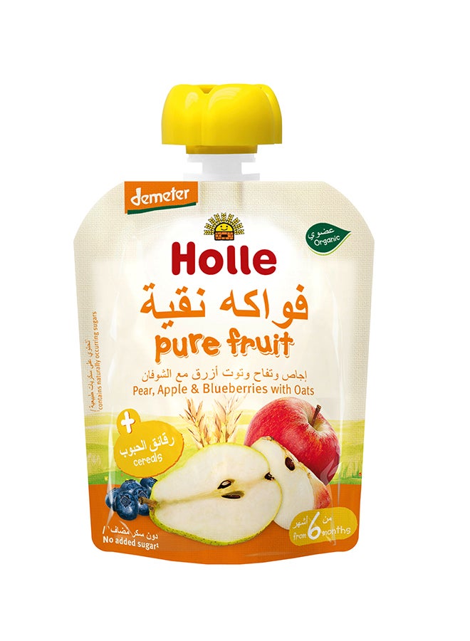 Holle Pouch Pear, Apple and Blueberry with Oats 90grams - Image 1