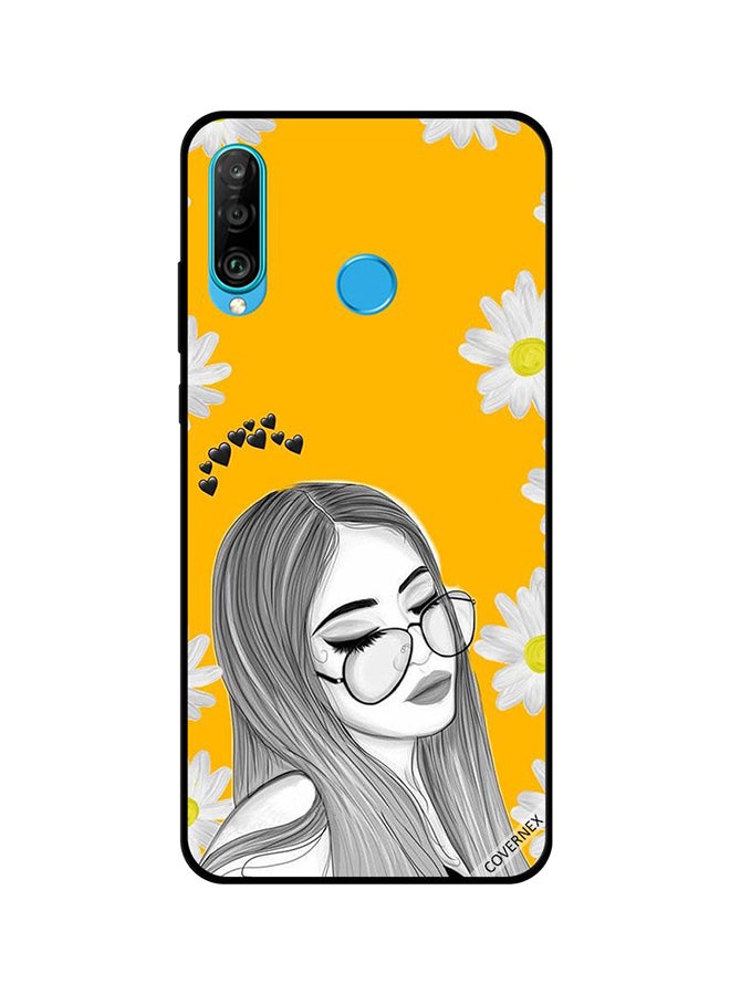 غطاء حماية واق لهاتف هواوي نوفا 4E تخيلات عن الحب لفتاة ترتدي نظارة