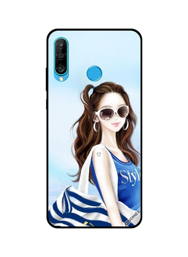 Covernex Protective Case Cover For Huawei Nova 4e Blue Shirt Style
