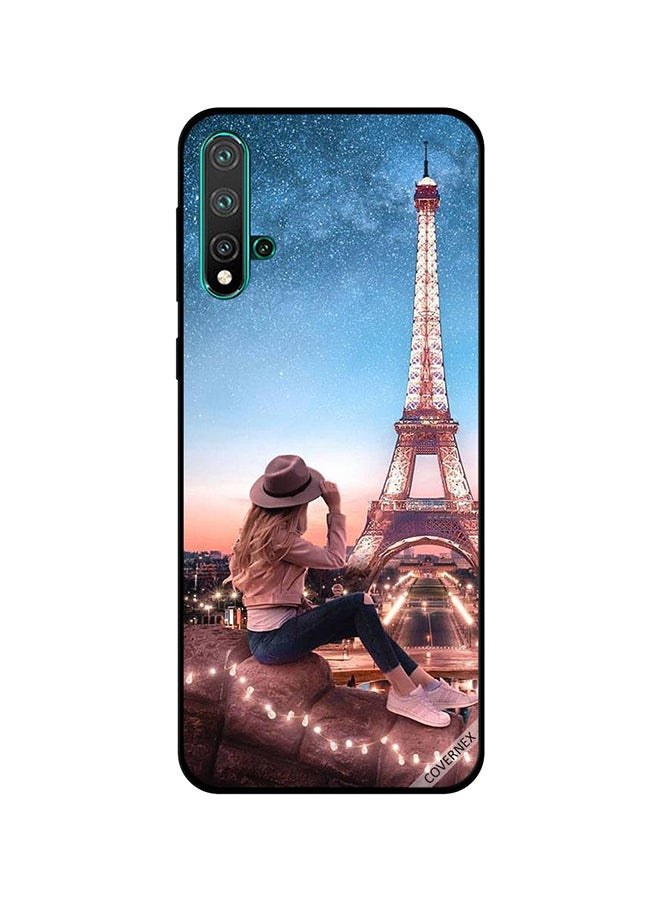 Covernex - Protective Case Cover For Huawei Nova 5 Brown Hat Girl & Effiel Tower - Image 1