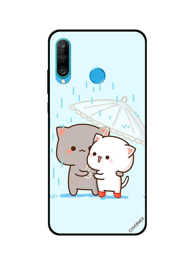 غطاء حماية واقي لهاتف هواوي P30 لايت بطبعة الحب في المطر