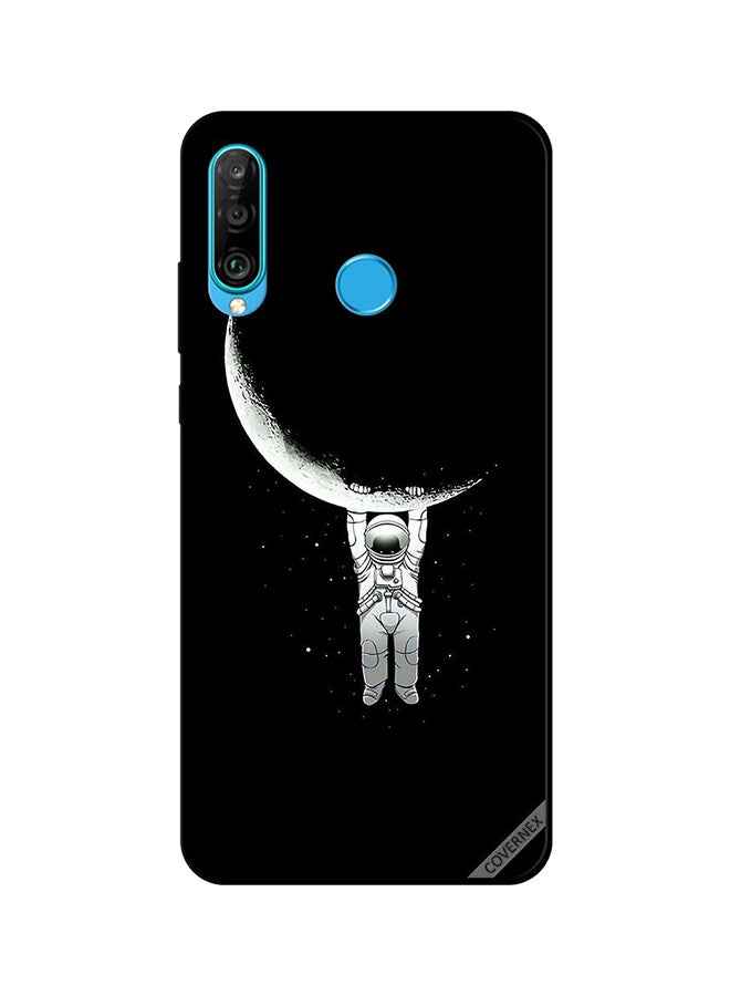 غطاء حماية واقي لهاتف هواوي P30 لايت شخص معلق بالقمر