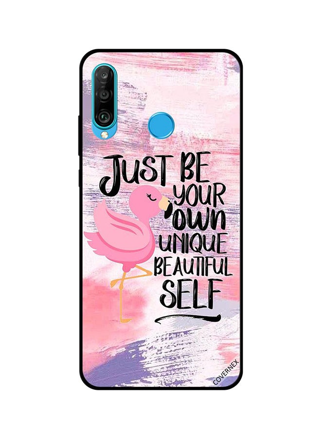 غطاء حماية واق لهاتف هواوي نوفا 4E بطبعة عبارة "Just Be Your Own Unique Beautiful Self"