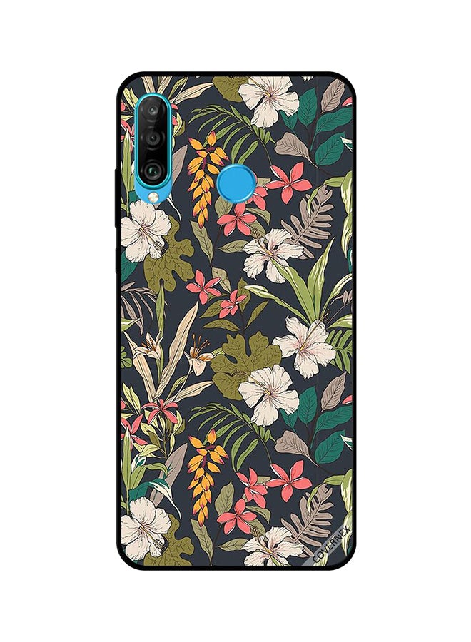 غطاء حماية واقي لهاتف هواوي P30 لايت بطبعة تصميم زهور متنوعة