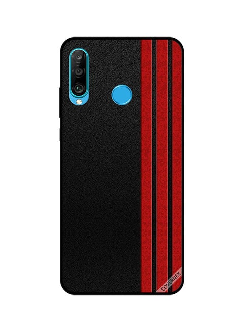 Protective Case Cover For Huawei P30 Lite Three Red Vertical Strips