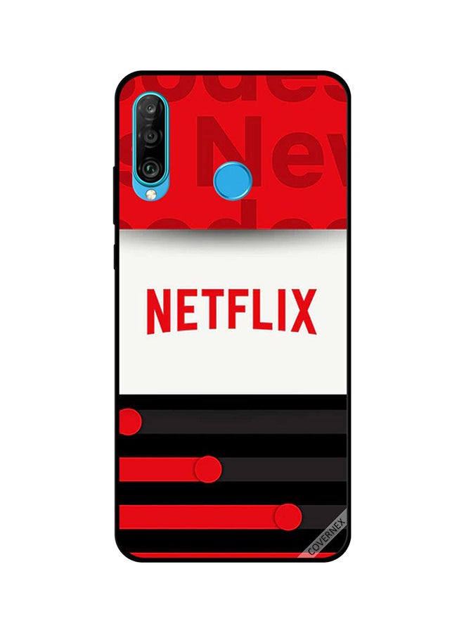 Covernex Protective Case Cover For Huawei P30 Lite Netflix Red & Black Strips