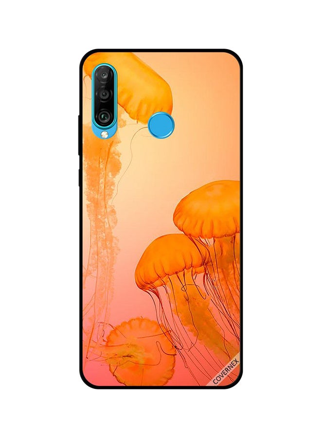 Protective Case Cover For Huawei Nova 4e Orange Jelly Fish
