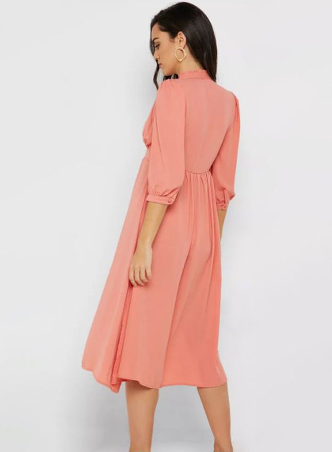 Anaqa V Neck Midi Wrap Dress Pink - Image 1