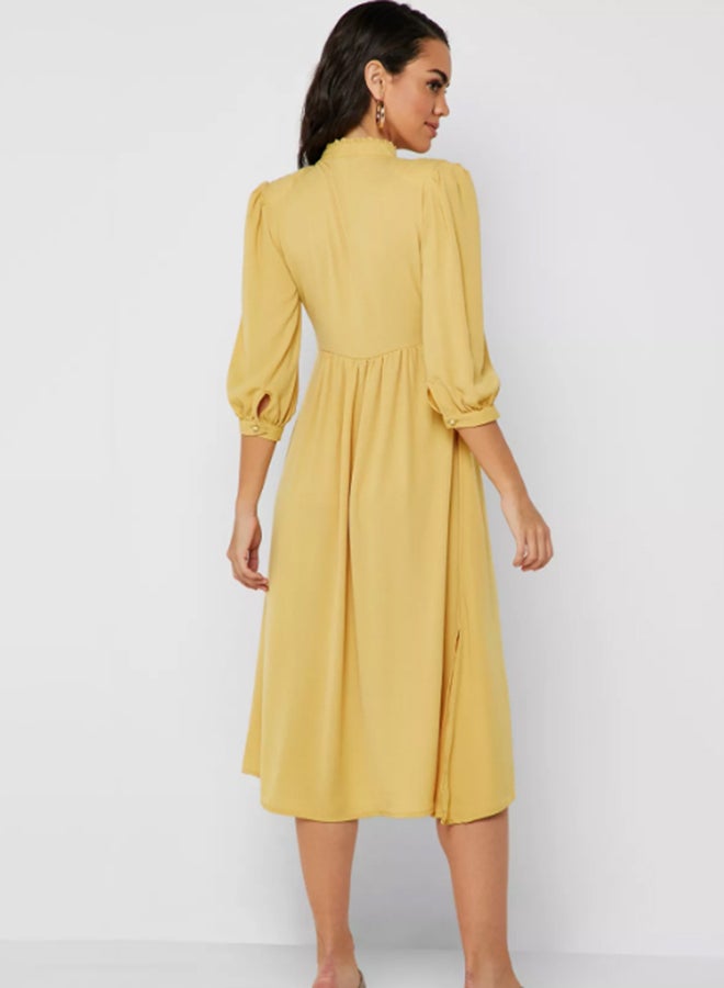 Anaqa V Neck Midi Wrap Dress Yellow - Image 4