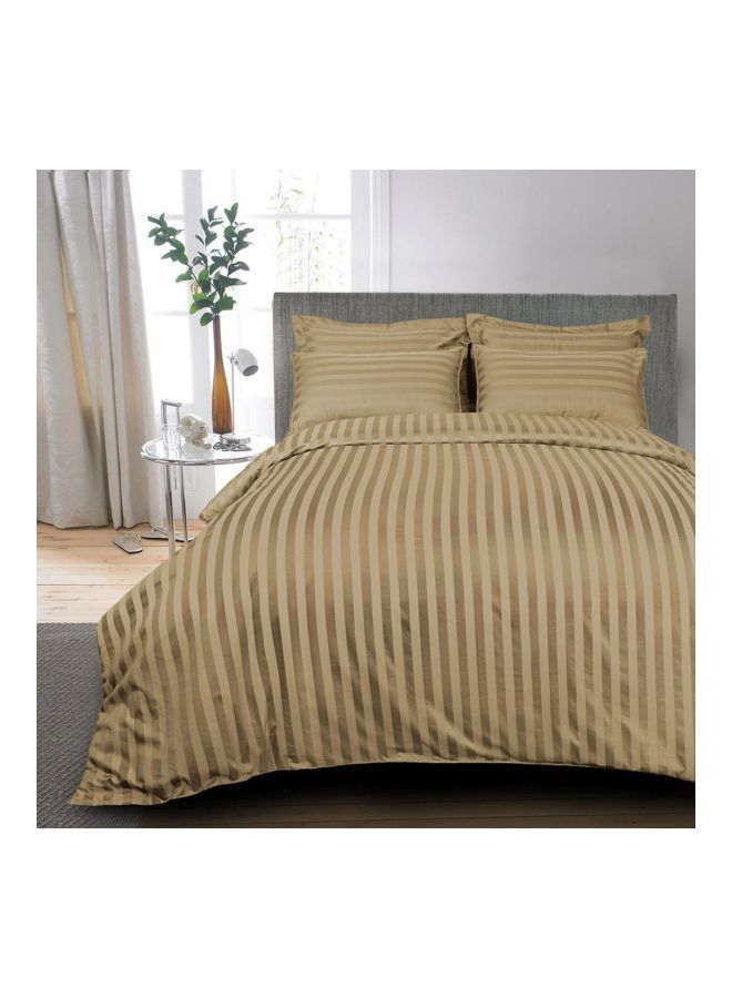 Striped Patterned Duvet Cover Brown 245x265centimeter