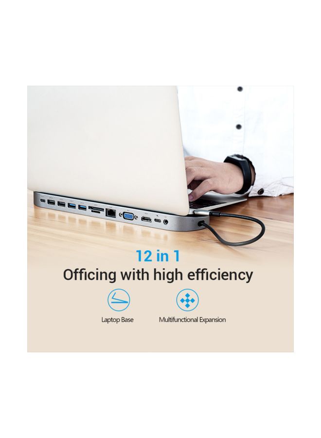 فينشن محطة الإرساء 2 في 1 بمنافذ Type-C أسود - Image 2