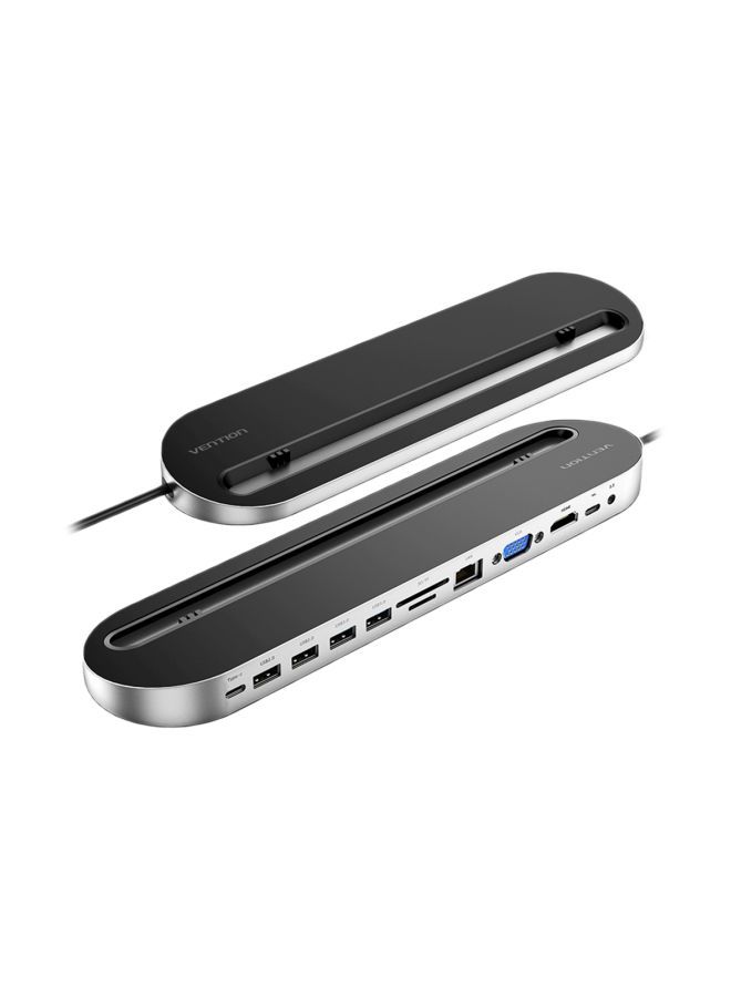 فينشن محطة الإرساء 2 في 1 بمنافذ Type-C أسود - Image 1