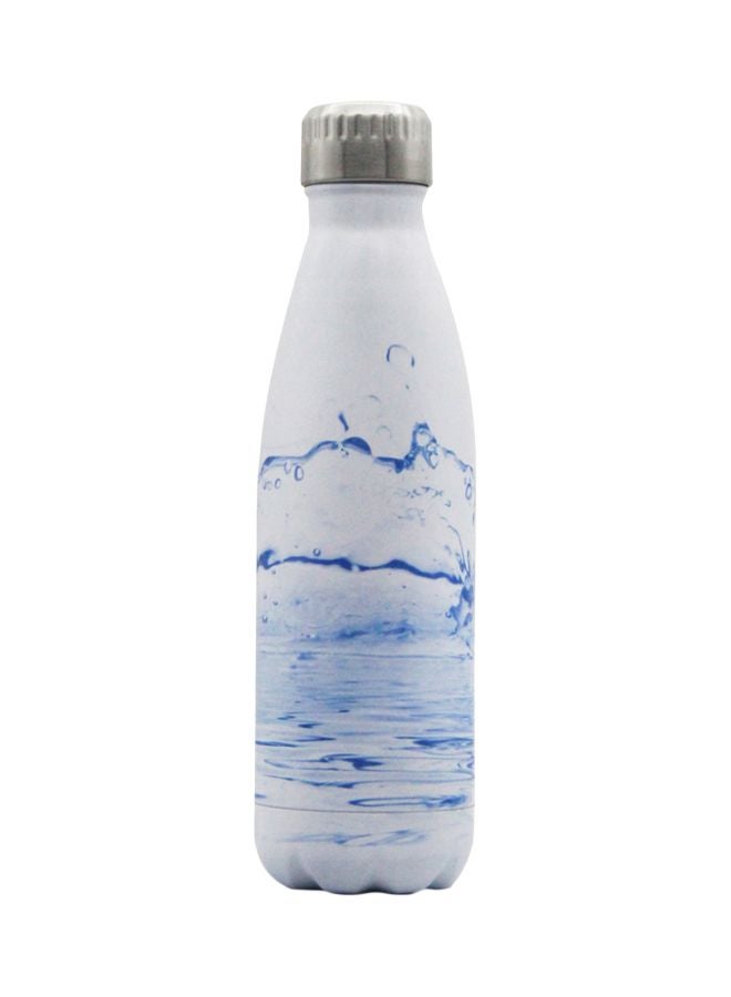Generic - Vacuum Insulated Thermal Water Bottle White/Blue 500ml - Image 1