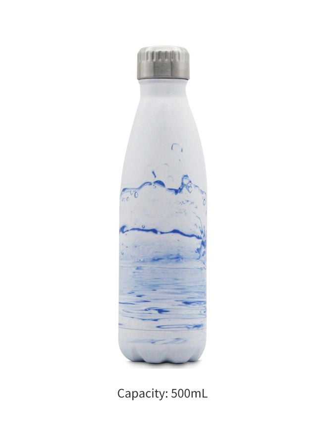 Generic - Vacuum Insulated Thermal Water Bottle White/Blue 500ml - Image 1