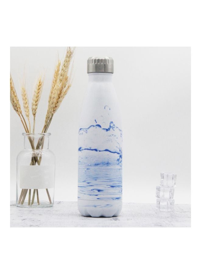 Generic - Vacuum Insulated Thermal Water Bottle White/Blue 500ml - Image 1