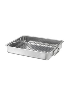 Roasting Tin Pan With Grill Rack Silver/Grey 40x32cm - v1584971128/N36115993A_1