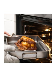 koncis Roasting Tin Pan With Grill Rack Silver/Grey 40x32cm  - Image 2