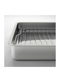 koncis Roasting Tin Pan With Grill Rack Silver/Grey 40x32cm  - Image 3