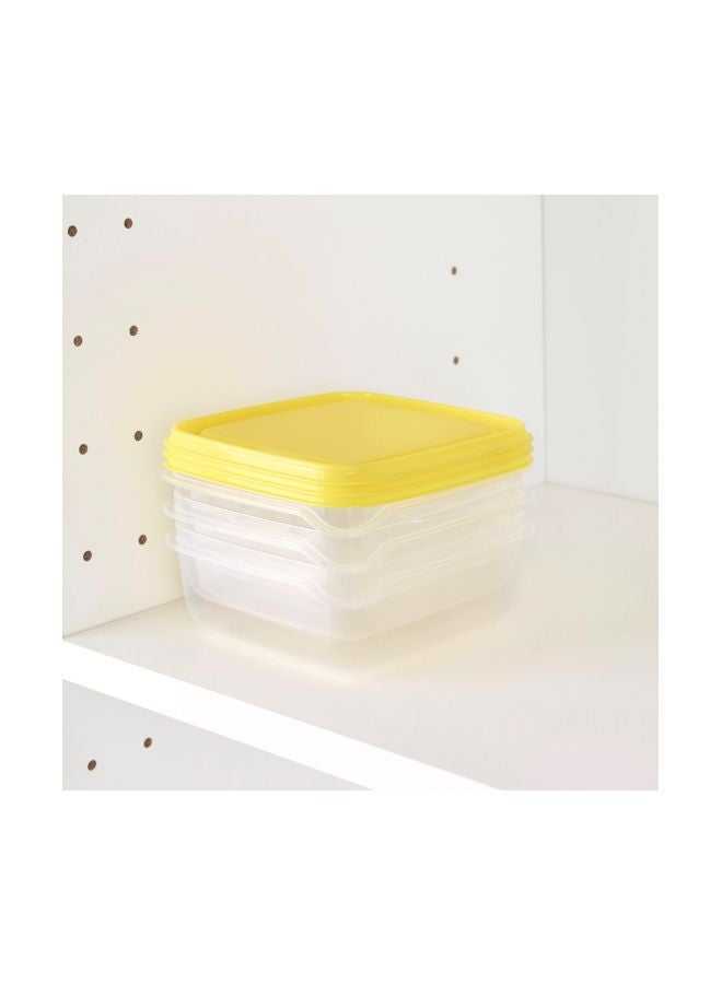 Pruta 3-Piece Plastic Food Container Yellow/Clear 0.6Liters - Image 3