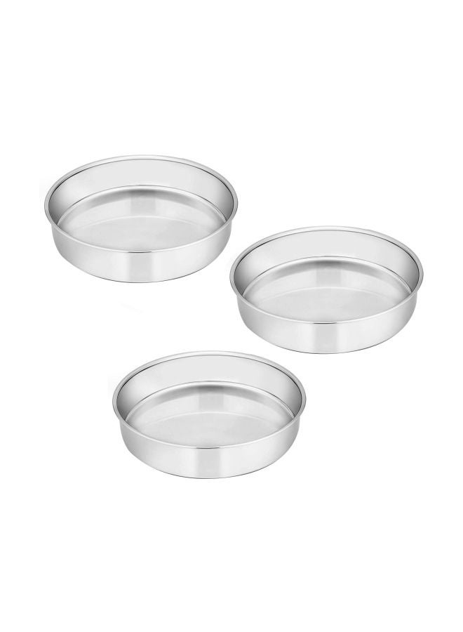 3-Piece Round Baking Pan Set Silver