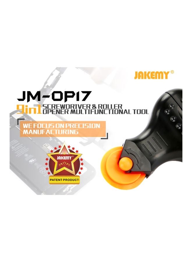 JAKEMY 9 In 1 Rolling Opener Screwdriver Tool Set Black/Orange - Image 4