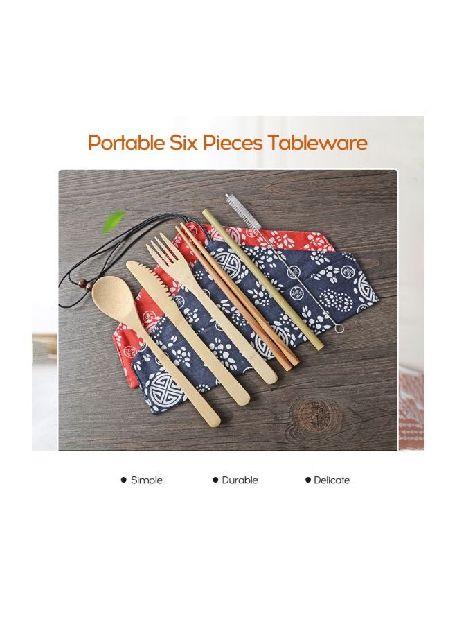7-Piece Folding Triangle Hop-Pocket Flatware Set Red/White/Beige 20.30x0.50x4cm - Image 3