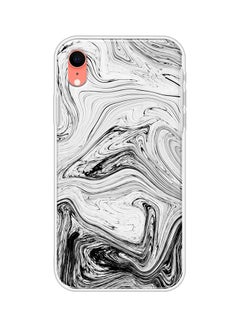 Protective Case Cover For Apple iPhone XR Waved Marble Black White