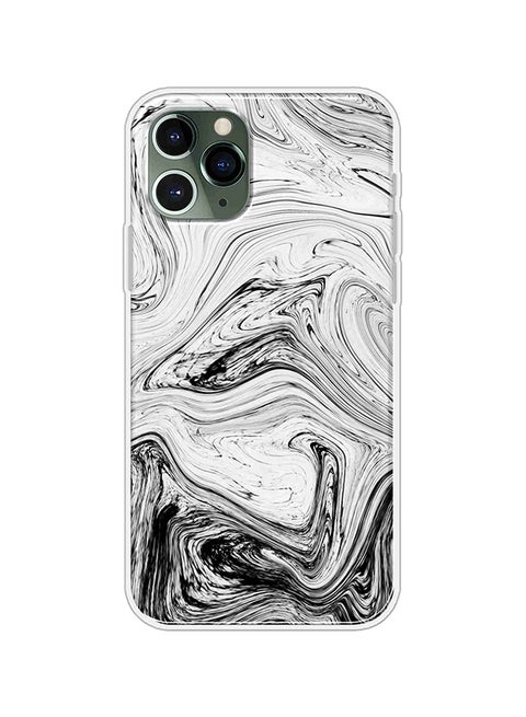 Protective Case Cover For Apple iPhone 11 Pro Waved Marble Black White
