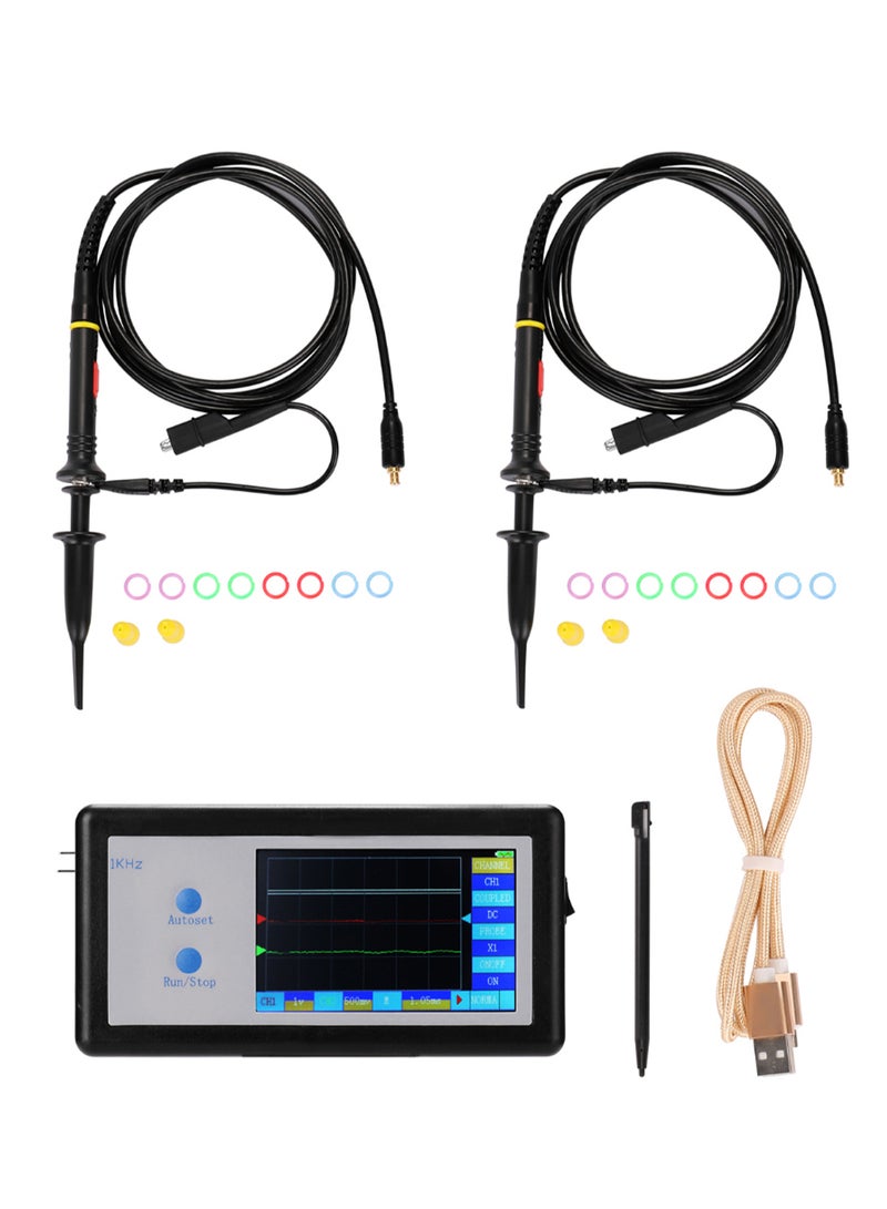 2-Channel Mini Portable LCD Digital Display Oscilloscope With Accessory Multicolour
