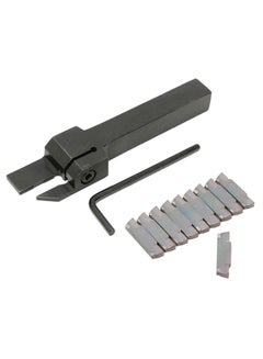 Lathe Cut-Off Grooving Parting Tool With Wrench And Blades Black/Silver