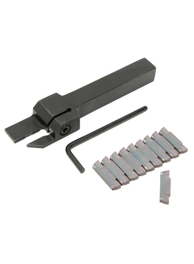 Generic - Lathe Cut-Off Grooving Parting Tool With Wrench And Blades Black/Silver - Image 1
