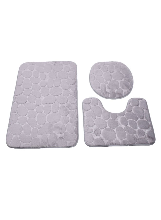 طقم سجاد حمام مضاد للانزلاق من 3 قطع رمادي 80 x 50Ø³Ù†ØªÙŠÙ…ØªØ± - Image 1
