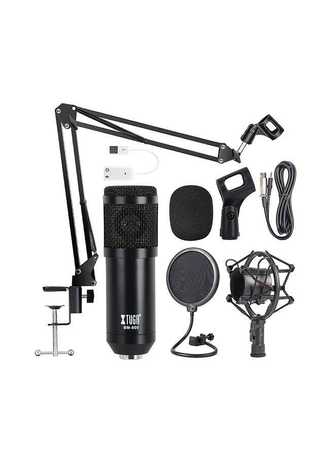 Condenser Microphone Mic Kit With Sound Card B07PRMGLQM Black  - Image 1