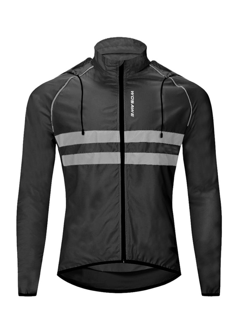 Generic Windproof Breathable Hooded Cycling Jacket L  - Image 1