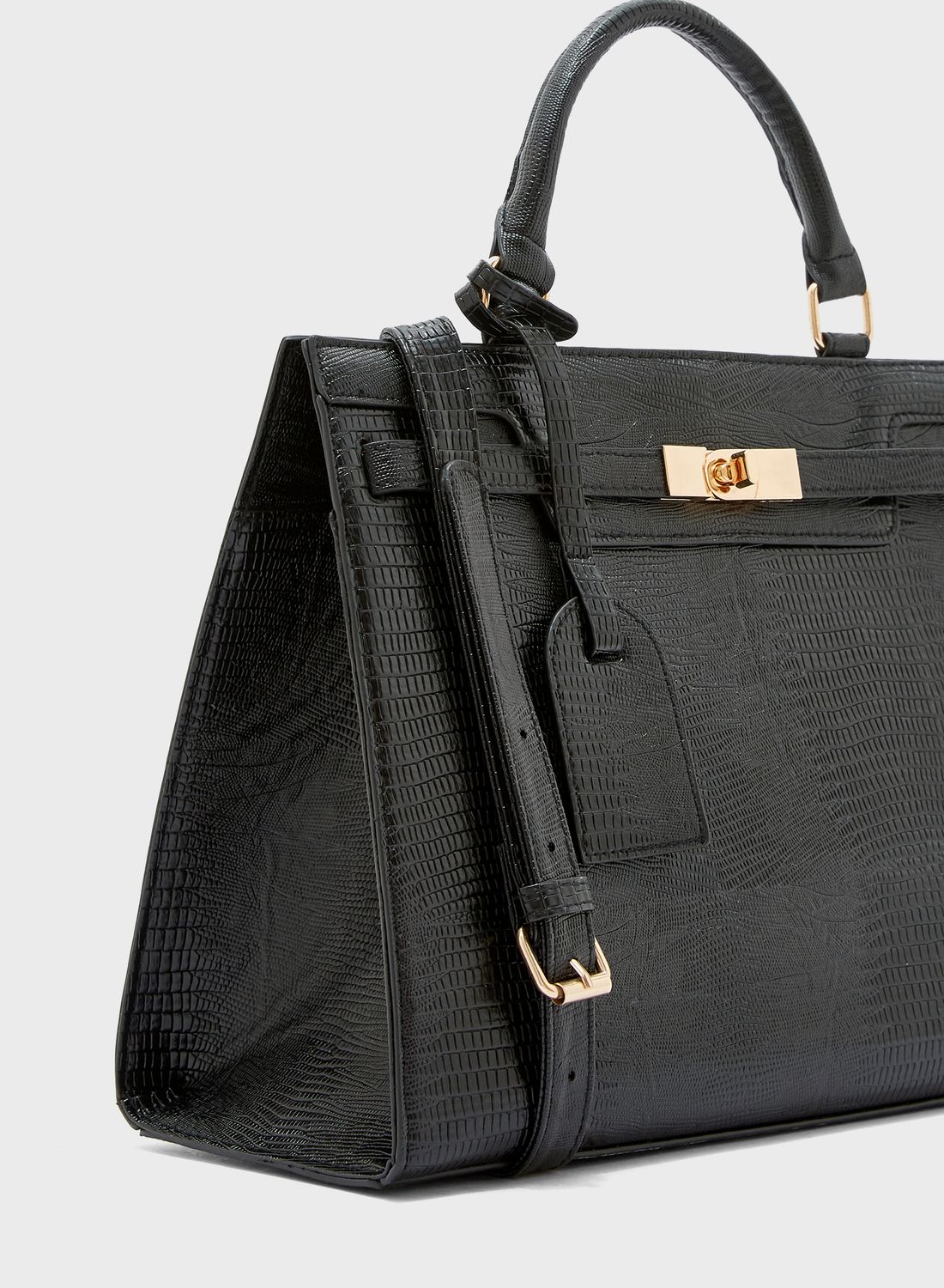 Croc Texture Handbag Black 