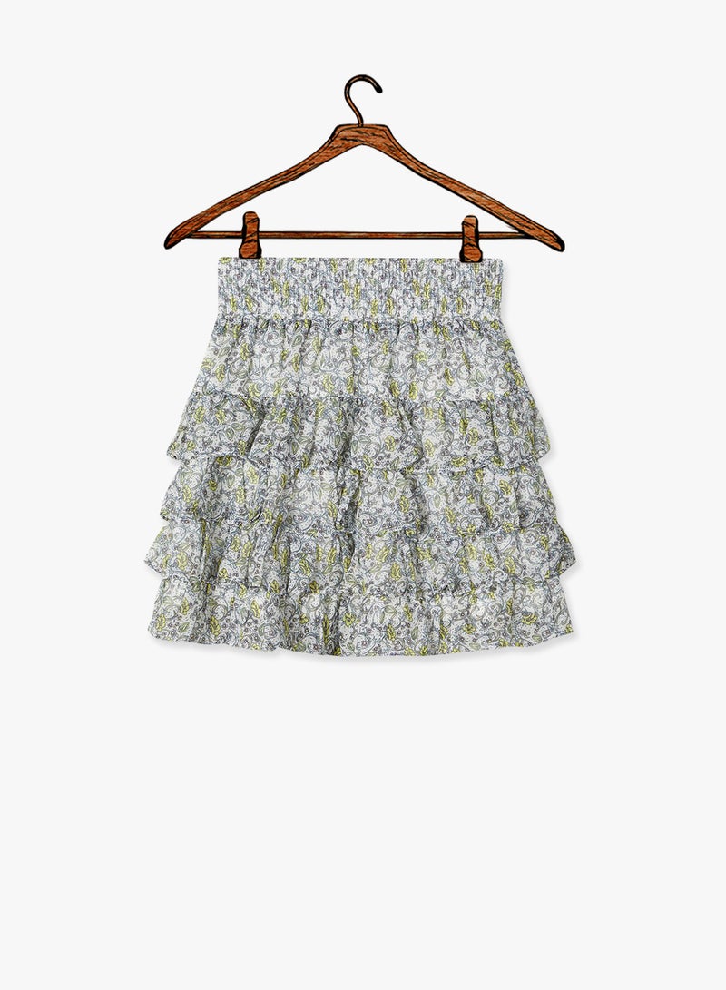 Smocked Floral Skirt Green - v1585058554/N36003393V_2