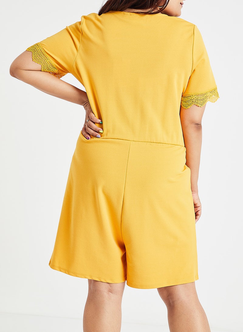 VERO MODA - Overlap Front Playsuit Yellow - Image 1