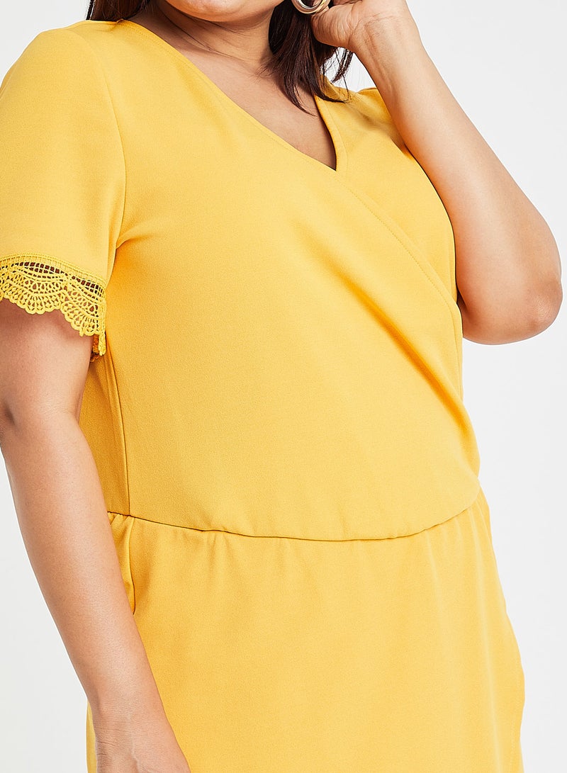 VERO MODA - Overlap Front Playsuit Yellow - Image 1