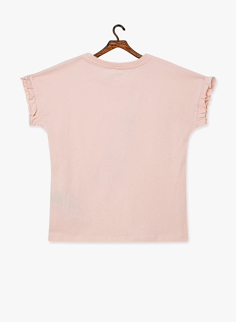 نيم ات بلوزة بأكمام مكشكشة للأطفال وردي - Image 2