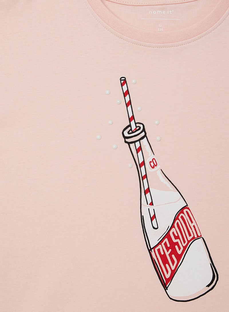 نيم ات بلوزة بأكمام مكشكشة للأطفال وردي - Image 3