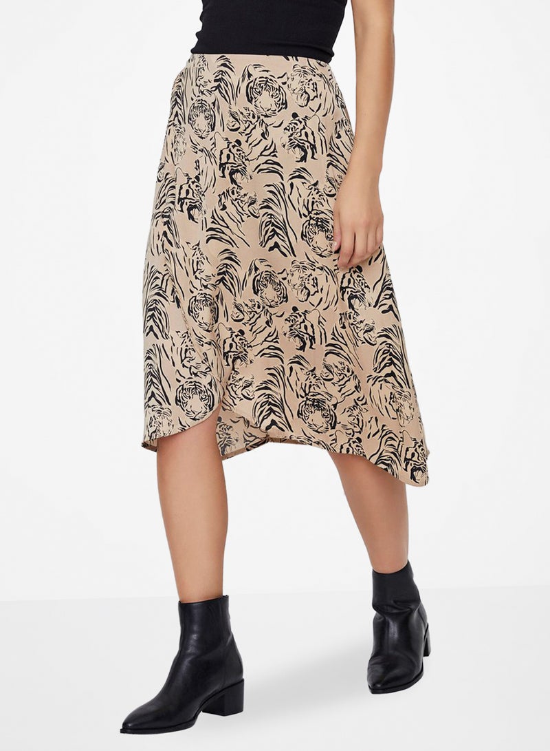 VERO MODA Tiger Graphic Printed Skirt Nude/Black  - Image 1