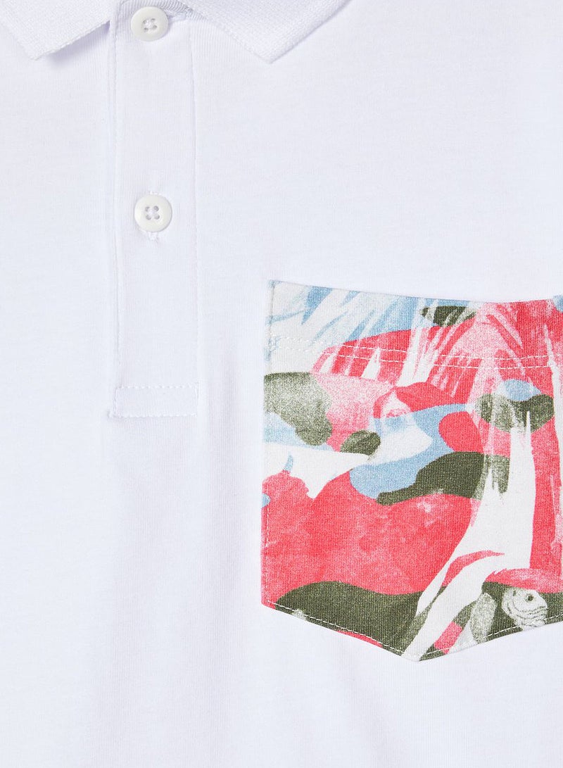 NAME IT - Kids Contrast Pocket Polo White - Image 1
