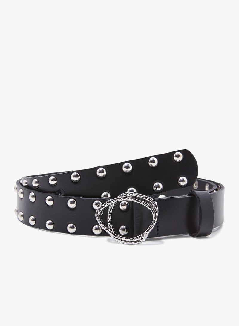 فيرو مودا حزام جلد مرصع أسود - Image 1